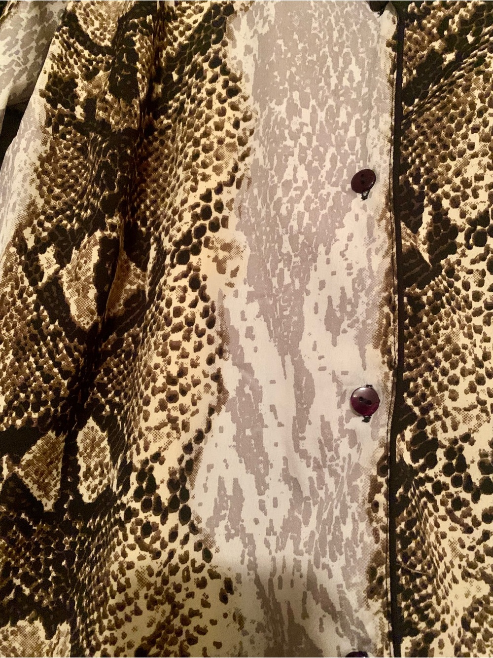 Snake Print Button-Front Button-Up Blouse - Picture 2 of 5
